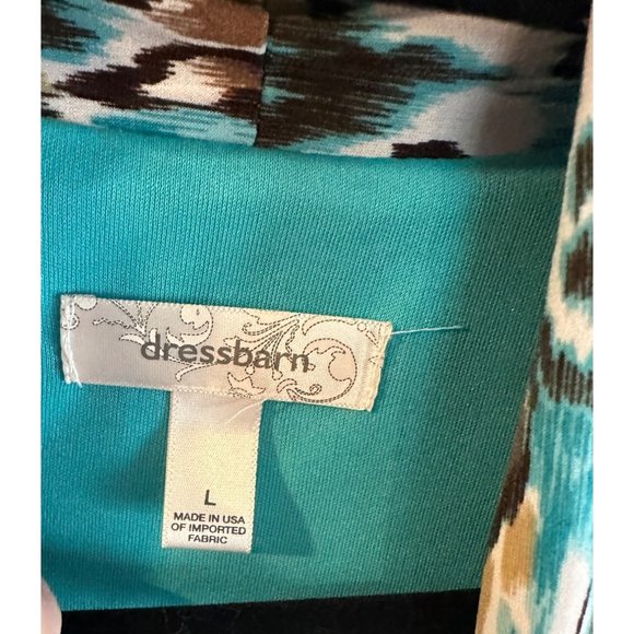 Dress Barn Open Front Jacket,  teal/brown/white, Size Large, USA Made - Picture 2 of 11